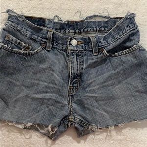 Distressed Levi jean shorts